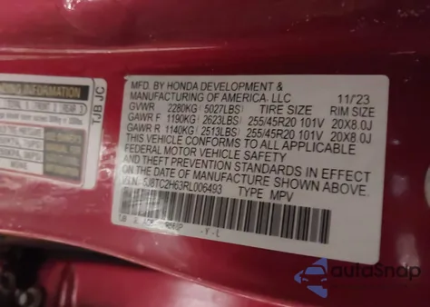 2024 Acura Rdx A-Spec Package z USA, uszkodzony, nr VIN 5J8TC2H63RL006493